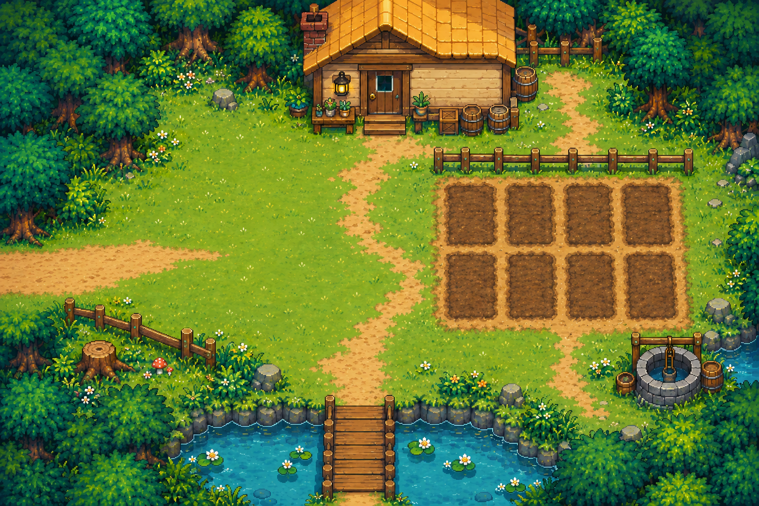 Fazenda em pixel art